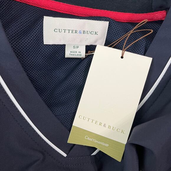 Cutter & Buck Golf Jacket Mens S Navy Blue Windbreaker Short Sleeve‎ V-Neck NEW - Picture 6 of 10